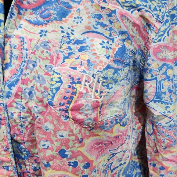 ❤️2/$18 Lauren Ralph Lauren Shirt Women Floral Button Front Top S - Picture 5 of 8